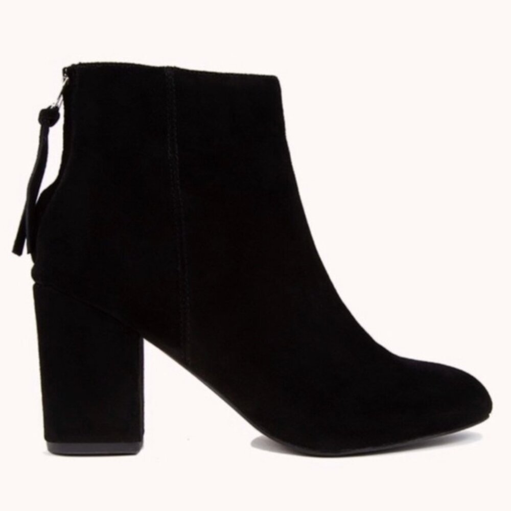 Steve Madden Black Leather Suede Heeled Ankle Booties "Cynthia"  - 7.5 - NEW